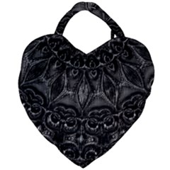 Charcoal Mandala Giant Heart Shaped Tote by MRNStudios