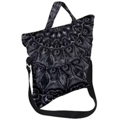 Charcoal Mandala Fold Over Handle Tote Bag by MRNStudios