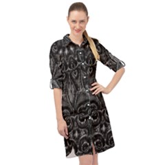 Charcoal Mandala Long Sleeve Mini Shirt Dress by MRNStudios