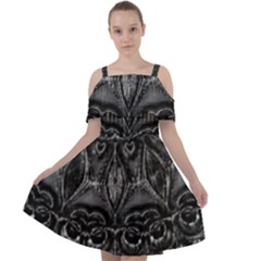 Charcoal Mandala Cut Out Shoulders Chiffon Dress by MRNStudios