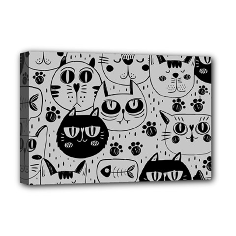 Black Outline Cat Heads Deluxe Canvas 18  X 12  (stretched) by crcustomgifts