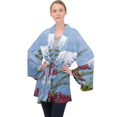 Mountain-mount-landscape-japanese Long Sleeve Velvet Kimono 