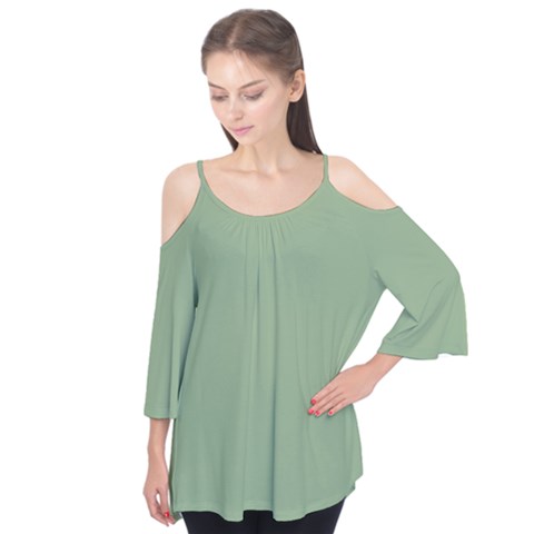 Fair Green Flutter Sleeve Tee  by retrotoomoderndesigns