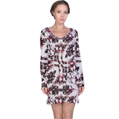 Texture Mosaic Abstract Design Long Sleeve Nightdress