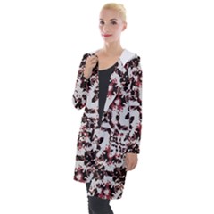 Texture Mosaic Abstract Design Hooded Pocket Cardigan