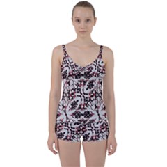 Texture Mosaic Abstract Design Tie Front Two Piece Tankini
