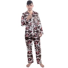 Texture Mosaic Abstract Design Men s Long Sleeve Satin Pajamas Set by dflcprintsclothing