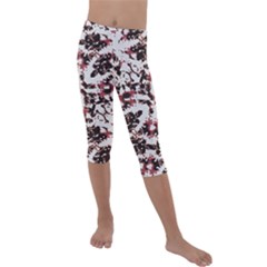 Texture Mosaic Abstract Design Kids  Lightweight Velour Capri Leggings 