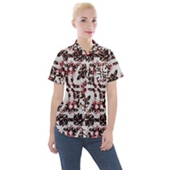 Texture Mosaic Abstract Design Women s Short Sleeve Pocket Shirt