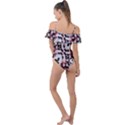Texture Mosaic Abstract Design Frill Detail One Piece Swimsuit View2