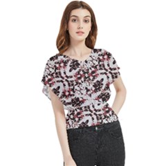 Texture Mosaic Abstract Design Butterfly Chiffon Blouse