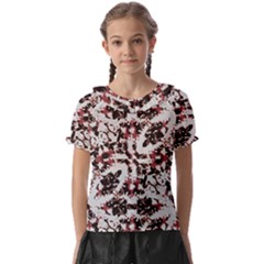 Texture Mosaic Abstract Design Kids  Frill Chiffon Blouse