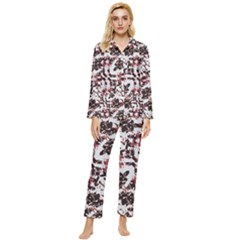 Texture Mosaic Abstract Design Womens  Long Sleeve Velvet Pocket Pajamas Set