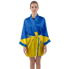 Flag Of Ukraine Long Sleeve Satin Kimono by abbeyz71