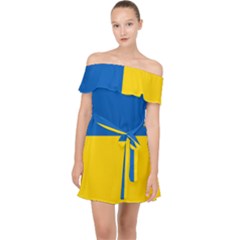 Flag Of Ukraine Off Shoulder Chiffon Dress by abbeyz71