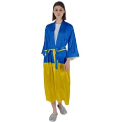 Flag Of Ukraine Maxi Satin Kimono by abbeyz71