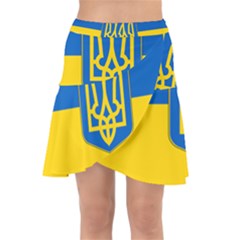 Flag Of Ukraine With Coat Of Arms Wrap Front Skirt by abbeyz71