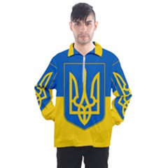 Flag Of Ukraine With Coat Of Arms Men s Half Zip Pullover by abbeyz71