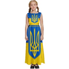 Flag Of Ukraine With Coat Of Arms Kids  Satin Sleeveless Maxi Dress by abbeyz71