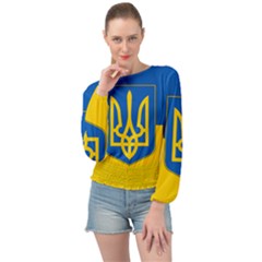 Flag Of Ukraine Coat Of Arms Banded Bottom Chiffon Top by abbeyz71