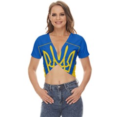 Flag Of Ukraine Coat Of Arms Twist Front Crop Top by abbeyz71