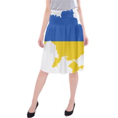 Ukraine Flag Map Midi Beach Skirt by abbeyz71