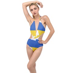 Ukraine Flag Map Plunging Cut Out Swimsuit by abbeyz71