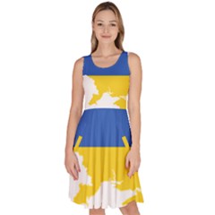 Ukraine Flag Map Knee Length Skater Dress With Pockets