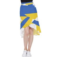 Ukraine Flag Map Frill Hi Low Chiffon Skirt