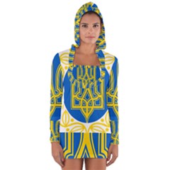 Greater Coat Of Arms Of Ukraine, 1918-1920  Long Sleeve Hooded T-shirt by abbeyz71