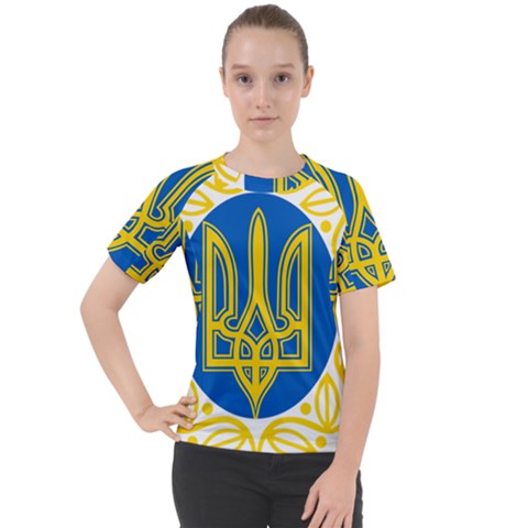 Greater Coat Of Arms Of Ukraine, 1918-1920  Women s Sport Raglan Tee by abbeyz71