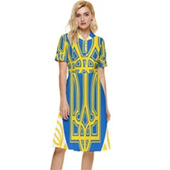 Greater Coat Of Arms Of Ukraine, 1918-1920  Button Top Knee Length Dress by abbeyz71