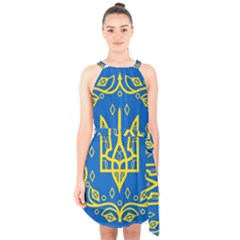 Coat Of Arms Of Ukraine, 1918-1920 Halter Collar Waist Tie Chiffon Dress by abbeyz71