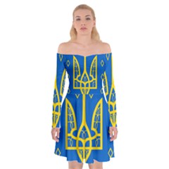 Coat Of Arms Of Ukraine, 1918-1920 Off Shoulder Skater Dress by abbeyz71