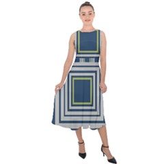 Abstract Pattern Geometric Backgrounds   Midi Tie-back Chiffon Dress by Eskimos