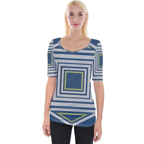 Abstract Pattern Geometric Backgrounds   Wide Neckline Tee by Eskimos