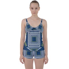 Abstract Pattern Geometric Backgrounds   Tie Front Two Piece Tankini by Eskimos