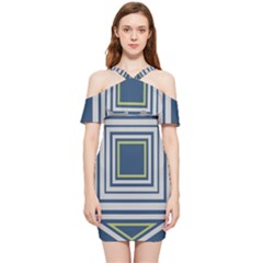 Abstract Pattern Geometric Backgrounds   Shoulder Frill Bodycon Summer Dress by Eskimos