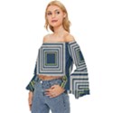 Abstract pattern geometric backgrounds   Off Shoulder Flutter Bell Sleeve Top View2