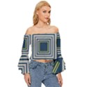 Abstract pattern geometric backgrounds   Off Shoulder Flutter Bell Sleeve Top View3