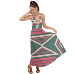 Abstract Pattern Geometric Backgrounds   Backless Maxi Beach Dress by Eskimos