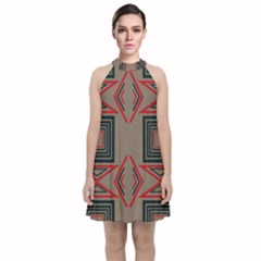 Abstract Pattern Geometric Backgrounds   Velvet Halter Neckline Dress  by Eskimos