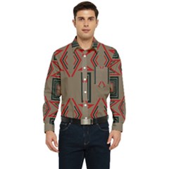 Abstract Pattern Geometric Backgrounds   Men s Long Sleeve Pocket Shirt  by Eskimos