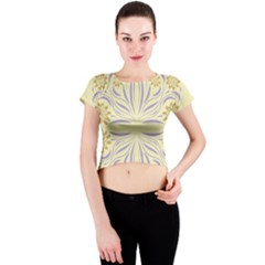 Folk Flowers Print Floral Pattern Ethnic Art Crew Neck Crop Top by Eskimos