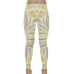 Folk Flowers Print Floral Pattern Ethnic Art Classic Yoga Leggings by Eskimos