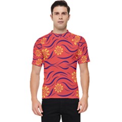 Folk flowers print Floral pattern Ethnic art Men s Short Sleeve Rash Guard