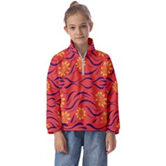 Folk Flowers Print Floral Pattern Ethnic Art Kids  Half Zip Hoodie by Eskimos