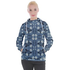 Folk Flowers Print Floral Pattern Ethnic Art Women s Hooded Pullover by Eskimos