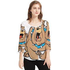 Bulldog-cartoon-illustration-11650862 Chiffon Quarter Sleeve Blouse by jellybeansanddinosaurs