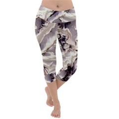 Abstract Wannabe Two Lightweight Velour Capri Yoga Leggings by MRNStudios